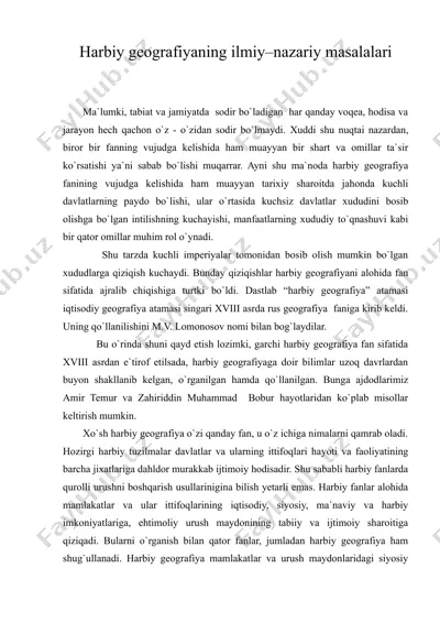 harbiy geografiyaning ilmiy–nazariy masalalari — RTF