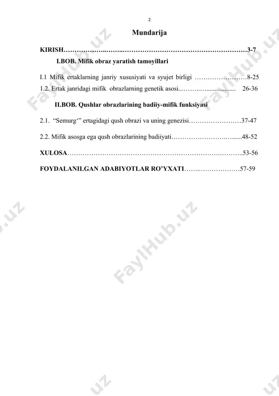 ro, xalq og‘zaki ijodi ma’naviy taraqqiyotning asosiy tarixiy ildizlaridandir. shunday ekan, xalqimizning qalb qo‘ri, yuksak aql-zakovati bilan asrlar davomida yaratilib, avloddan-avlodga o‘tkazib kelingan folklor namunalari qatori ertaklarni ham o‘rganish muhim ahamiyatga ega. qadimiy epik an’analarni o‘zida mujassam etgan ertaklar xalqimizning mifologik tasavvurlari, e’tiqodiy qarashlari, turmush tarzi va ma’naviyatini o‘zida jamlagani uchun ham ularning kishilarga, ayniqsa, yosh avlodga badiiy-estetik ta’siri nihoyatda kuchlidir. ertaklarni tadqiq etish va targ‘ib qilish orqali millatimiz ma’naviyati va madaniyati tarixiga oid ko‘plab badiiy-ijtimoiy ma’lumorlarni olishimiz mumkin. shuning uchun ertaklarning o‘ziga xos badiiy xususiyatlarini chuqurroq o‘rganish xalq badiiy tafakkurining qonuniyatlarini yanada teranroq anglashga xizmat qiladi. o‘zbek folklorshunosligida ertak janri va ulardagi mifik asosga ega obrazlarni o‘rganishda ma’lum bir yutuqlarni qo‘lga kiritilganiga qaramay, hozirgi ma’naviy-ma’rifiy ehtiyoj folklorshunoslardan ertaklarni yanada chuqurroq o‘rganishni talab etmoqda. chunki mustaqillik yillarida shakllangan yangi badiiy- estetik tushunchalar avval tadqiq etilgan ertak va ulardagi mifik asosga ega qush obrazlarini qayta tadqiq etishni talab etadi. shu nuqtai …