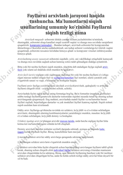 fayllarni arxivlash usullari — DOCX