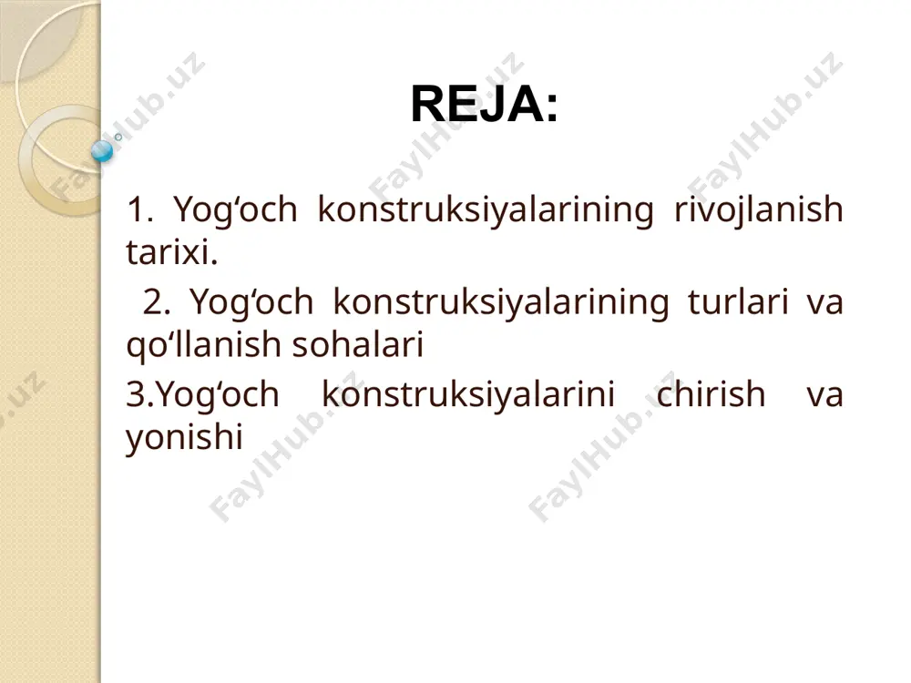 roqsimon bargli daraxtlar ham o‘z navbatida 2 turga bo‘linadi: qattiq va yumshoq yaproqsimon barglilar. qattiq yaproqlilarga oq qayin (13%), eman (5%), va boshqalar kirsa, yumshoq yaproqlilarga qora qayin, terak, tog‘ terak va boshqalar kiradi. yog‘och materiallarining turlari. 1.ishlov berilgan g‘o‘lasimon yog‘och materiallari; 2. tilingan yog‘och materiallari. ishlov berilgan g‘o‘lasimon yog‘och materiallari shoxlardan tozalangan, uchlari tekis qilib qirqilgan, konussimon shakldagi materiallardir. davlat standartlariga asosan ularning uzunliklari chegaralangan bo‘lib, o‘lchamlari quyidagicha bo‘ladi. konussimon shakldagi g‘o‘laning uzunliklari bo‘yicha diametrlari orasidagi farq 1 metr uzunlikda 0.8 sm.dan oshmasligi kerak. berilgan o‘lchamlardan katta uzunlikdagi materiallar maxsus buyurtmalar asosida tayyorlanadi. diametrlariga qarab yumaloq yog‘och materiallari 3 xil bo‘ladi: 1. xorilar (yo‘g‘on yog‘ochlar), d > 26 dan katta; 2. bolorlar (o‘rta yog‘ochlar), d = 14…24 sm oralig‘ida; 3. diametri kichik materiallar (xodalar) d < 14 sm gacha. diametrlar orasidagi farq 2 sm ga teng bo‘ladi. yog‘och materiallarning zichligi daraxtlarning turiga, tarkibining g‘ovaklik darajasiga va ularning namligiga bog‘liq. …