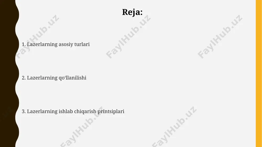 nazorat ostida o'zgartirish imkonini beradi. lazerlarning ta'rifi va tarixi lazerning asosiy prinsipi 1917-yilda albert eynshteyn tomonidan kashf etilgan stimulyatsiya qilingan emissiya hodisasiga asoslanadi, bu jarayon orqali juda kuchli nurli nurlar hosil bo'ladi. lazer texnologiyalari turli xil to'lqin uzunliklarida, masalan, infraqizil, ko'rinadigan va ultrabinafsha diapazonlarida, 10 -9 sekundan kam muddatli impulslarni hosil qilish imkonini beradi. lazerlar stimulyatsiya qilingan nurlanish orqali yuzaga keladigan monoxromatik, yuqori yo'naltirilgan va koherent nurlanish manbaidir, birinchi lazer 1960-yilda meyman tomonidan yaratilgan. qattiq jisimli lazerlar qattiq jisimli lazerlarning samaradorligi pompalash usuliga, kristallning sifatiga va bo'shliq parametrlariga bog'liq bo'lib, 30% dan yuqori samaradorlikka erishish mumkin. rubin lazerlari, cr3+ ionlari bilan faollashtirilgan alyuminiy oksidi kristallaridan foydalanadi va 694 nm to'lqin uzunligida qizil nur chiqaradi, birinchi marta ishlab chiqarilgan lazer turlaridan biri hisoblanadi. qattiq jisimli lazerlar, masalan, nd:yag lazerlari, 1064 nm to'lqin uzunligida yuqori quvvatli infraqizil nurlanish hosil qiladi va jarrohlik, materiallarni qayta ishlash va boshqa ko'plab sohalarda qo'llaniladi. lazer ishlab …