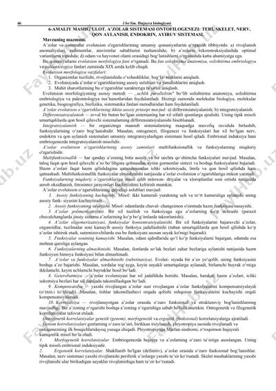 a’zolar va sistemalar evolutsion o'zgarishlari — DOC