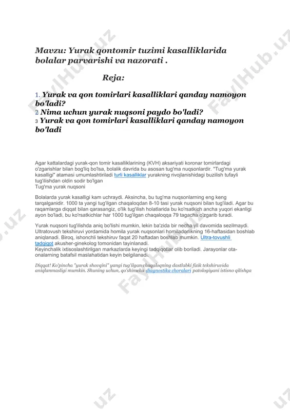 qorinchasi va ikkita atriyaning shakllanishi mavjud. septa mushak bo'shliqlarini ajratganligi sababli, bu murakkab aylanish jarayonlariga olib keladi. xomilalik yurak rivojlanishining ushbu bosqichining buzilishi sabab bo'ladi konjenital malformatsiya, buning natijasida, ko'p hollarda, odam uning paydo bo'lishining haqiqiy sababini bilma tug'ma yurak nuqsonlarining aksariyati (taxminan 80%) tushunarli sabablarsiz sodir bo'ladi. yangi tug'ilgan chaqaloqlarning sakkiz foizida genetik nuqson mavjud. bunga ishoniladi virusli kasalliklar(homiladorlik davrida qon infektsiyalari), haddan tashqari foydalanish spirtli ichimliklar va ba'zi dorilar homilada yurak nuqsonlariga olib kelishi mumkin erta sanalar homiladorlik. ko'pincha yurak nuqsonlari antiepileptik terapiya bilan yuzaga keladi. epilepsiya bilan og'rigan har 300 ayoldan 1 nafari dori-darmonlarga bog'liq. agar ona antikonvulsant dorilarni qabul qilsa, chaqaloqning yurak nuqsonlari xavfi bir yarim barobar ortadi. retinoidlar va lityum ham yurak rivojlanishiga ta'sir qiladi. antiepileptik dorilarba'zi ma'lum sabablar yomonliklar - yuqumli kasalliklar homiladorlik davrida. homiladorlikning dastlabki uch oyida ko'chirilgan qizilcha, sitomegalovirus va herpesinfektsiyasi konjenital yurak nuqsonlari rivojlanishi bilan bog'liq. onaning qandli diabeti 2-16 foiz …