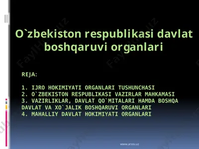 o`zbekiston respublikasi davlat boshqaruvi organlari — PPTX