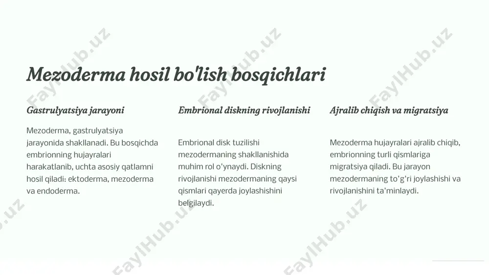 toshkent 2022 y. 2. toshmanov n., rivojlanish biologiyasi. darslik, toshkent 2018 y 3. to‘ychiyev s., toshmonov n. “sitologiya, embriologiya, gistologiya” darslik. toshkent 2005 y. 4. eshonqulov o.e., nishonboyev k.n. va b., “hujayra va rivojlanish biologiyasi” (oʻquv qoʻllanma), toshkent 2010 y. elektron 5. shodiyev n.sh. sitologiya, gistologiya va embriologiya. «mehnat». –toshkent, 2006. (tuzatilgan va to‘ldirilgan 2-nashri) eʼtiboringiz uchun rahmat image1.png image2.png image3.png image4.png image5.png image6.png image7.png image8.png image9.png image10.png image11.png image12.png image13.png image21.png image14.png image15.png image16.png image17.png image18.png image19.png image20.png image29.png image22.png image23.png image24.png image25.png image26.png image27.png image28.png image30.png image31.png image32.png image33.png image34.png image35.png image36.png image37.png image38.png