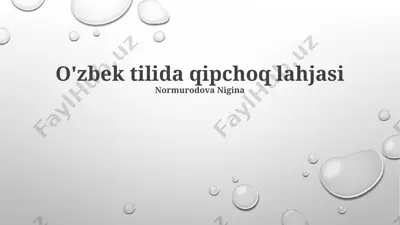 o‘zbek tilida qipchoq shevasi taqdimoti — PPTX