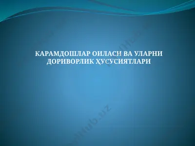 карамдошлар оиласи ва уларни дориворлик ҳусусиятлари — PPTX