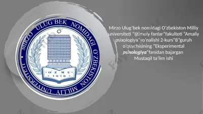 diqqatning barqarorligining o'rganish xususiyatlari — PPTX