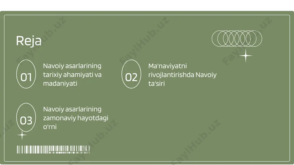 iy asarlaridan dars olish: navoiy asarlaridan ko'p saboqlar olish mumkin, xususan, adolat, mehr-oqibat, va insoniyatga bo'lgan hurmat. navoiy asarlarini zamonaviy madaniyatda aks ettirish: ularning asarlari zamonaviy san'at, musiqada va boshqa madaniy sohalarda o'z aksini topmoqda, bu esa uning madaniy merosining davomiyligini ta'minlaydi. photo by brooke cagle on unsplash navoiy asarlari va boshqa shoirlar navoiy va uning asarlari alisher navoiy o‘zbek adabiyotining asoschilaridan biri bo‘lib, uning asarlari til va adabiyot rivojida muhim rol o‘ynaydi. uning asarlarida insoniylik, muhabbat va adolat kabi universal mavzular yoritilgan. boshqa shoirlar bilan farqlar navoiy va boshqa shoirlar o'rtasidagi farqlar asosan mavzu va uslubda namoyon bo'ladi. navoiy o'z asarlarida o'zbek xalqining madaniyati va urf-odatlarini chuqur yoritgan, boshqa shoirlar esa ko'proq umumiy mavzularni qamrab olgan. navoiy asarlarining ta'siri navoiy asarlari o'zbek adabiyotida ulkan iz qoldirgan. u nafaqat o'z zamonining, balki keyingi avlodlarning shoirlari va yozuvchilariga ham ilhom bergan. xulosa navoiy o'z asarlari orqali o'zbek adabiyotining rivojlanishida muhim rol …