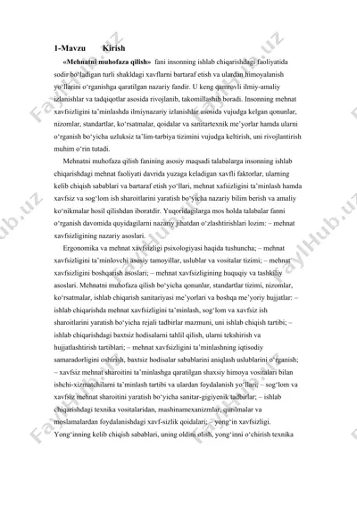 mehnatni muhofaza qilish — DOCX