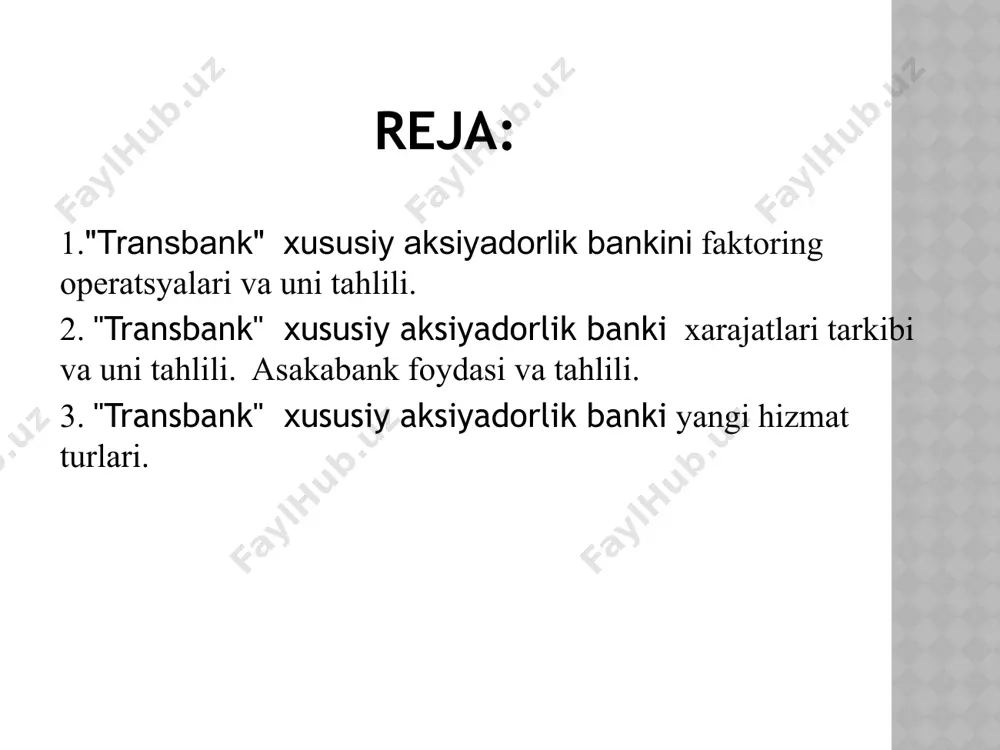 iz stavkalar amaldagi bozor stavkalari asosida belgilanadi. “trastbank” xususiy aksiyadorlik bankining ustav kapitali 560,25 mlrd. so‘m miqdorida shakllantirilgan. bank aksiyadorlari 550 dan ortiq yuridik va jismoniy shaxslardan tashkil topib, ularning bank ustav kapitalidagi ulushi mos ravishda 38,32 foiz va 61,68 foizdan iborat. aksiyadorlar tarkibida jismoniy shaxslar salmoqli o‘ringa ega. “trastbank”ning 2021 yil uchun kredit reytingini “ijobiy” prognozi bilan “uza+” darajasida yangiladi. bu esa bankning bozordagi asosiy ko‘rsatkichlari o‘sib borayotgani, aktivlarning yuqori sifati, moliyaviy ko‘rsatkichlarning yaxshilanganligi, bozordagi o‘rinlarning mustahkamlanganligini, qolaversa, kapitallashuv va rentabellikning o‘sishini aks ettiradi. 2021 yil yakuni bo‘yicha bank aktivlarining rentabelligi 6,5 foiz, kapitalning rentabelligi ko‘rsatkichi esa 38,1 foizni tashkil etdi. bundan tashqari, “trastbank” likvidlik, rentabellik, kapitalning yetarliligi, aktivlar sifati va daromadliligi bo‘yicha yetakchi banklar qatoriga kiradi. 2021 yil yakunlariga ko‘ra, buxgalteriya hisobining halqaro moliyaviy standartlari bo‘yicha sof foyda ko‘rsatkichi 1,4 barobarga oshib, 430 milliard so‘mdan ortiqni tashkil etdi. e’tiborlisi, joriy yil boshida bank mijozlarining soni 800 ming nafardan …