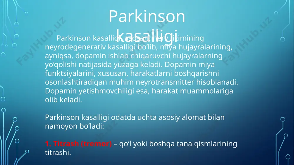 parkinson kasalligini davolashda ishlatiladigan dorivosi tular - Page 3