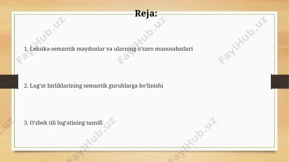 200 ga yaqin maydon aniqlangan bo'lib, ularning ba'zilari sinonimlar va antonimlar munosabatlarida bo'ladi. uzbek tilida "vaqt", "makon", "harakat" kabi asosiy semantik maydonlarning qiyosiy tahlili shuni ko'rsatadiki, ularning tarkibida taxminan 100 dan ortiq turli ma'noli so'zlar mavjud. morfologik xususiyatlariga ko'ra, semantik maydonlar tarkibidagi so'zlarning 30% ga yaqini otlar, 25% sifatlardan, 15% esa fe'llardan iborat bo'lishi mumkin. leksik-semantik guruhlar sinonimik qatorlar, antonimik juftliklar va giperonim-giponim munosabatlari leksik-semantik guruhlarni tahlil qilishda muhim rol o'ynaydi. masalan, ranglar, qarindoshlik munosabatlari va boshqa sohalarni o'rganishda. leksik-semantik guruhlarning tuzilishi iyerarxik bo'lib, umumiy ma'noga ega bo'lgan so'zlardan tor ma'noli so'zlarga qadar cho'zilgan 3 yoki undan ortiq darajali ierarxiyani hosil qiladi. leksik-semantik guruhlarning soni turli manbalarda 10 dan 20 gacha bo'lib, ularning tarkibi va chegaralari tilshunoslar orasida muhokama qilinadigan masalalardan biridir. arxaizm va neologizm arxaizmlar, ya'ni eskirgan so'zlar, umumiy leksikonning 10% dan kamroq qismini tashkil qilib, asosan adabiyot va tarixiy matnlarda uchraydi. neologizmlarning paydo bo'lishi jadal ijtimoiy-iqtisodiy rivojlanish, global …