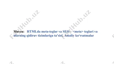 htmlda meta-teglar va seo — PPTX