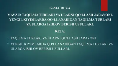 taqilmaturlar va ularni qo'llash jarayoni — PPTX
