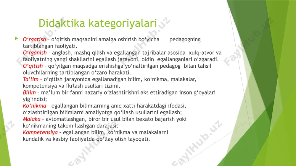 hilarni obyektiv ilmiy dalillar, hodisalar, qonunlar, zamonaviy yutuqlar va rivojlanish istiqbollarini ochib berishga yaqinlashtirib, u yoki bu sohaning asosiy nazariya yoki konsepsyalari bilan tanishtirishga yo‘naltirilgan bo‘lishini talab etadi. ta’limning fundamentalligi va amaliy yo‘nalganligi tamoyilining ahamiyati shundaki, o‘qishda fundamentallik bilimlarning ilmiyligi, to‘liq va chuqur bo‘lishini ko‘zda tutadi. fundamental bilimlar aniq bilimlarga qaraganda sekin eskiradi, shuningdek, inson va xotirasiga emas, ko‘proq uning fkrlash layoqatiga bog‘liq bo‘ladi. ta’limning fundamentalligi bilimlar mazmunining muntazamligi, nazariy va amaliy jihatdan o‘zaro nisbatda bo‘lishni talab etadi /docprops/thumbnail.jpeg