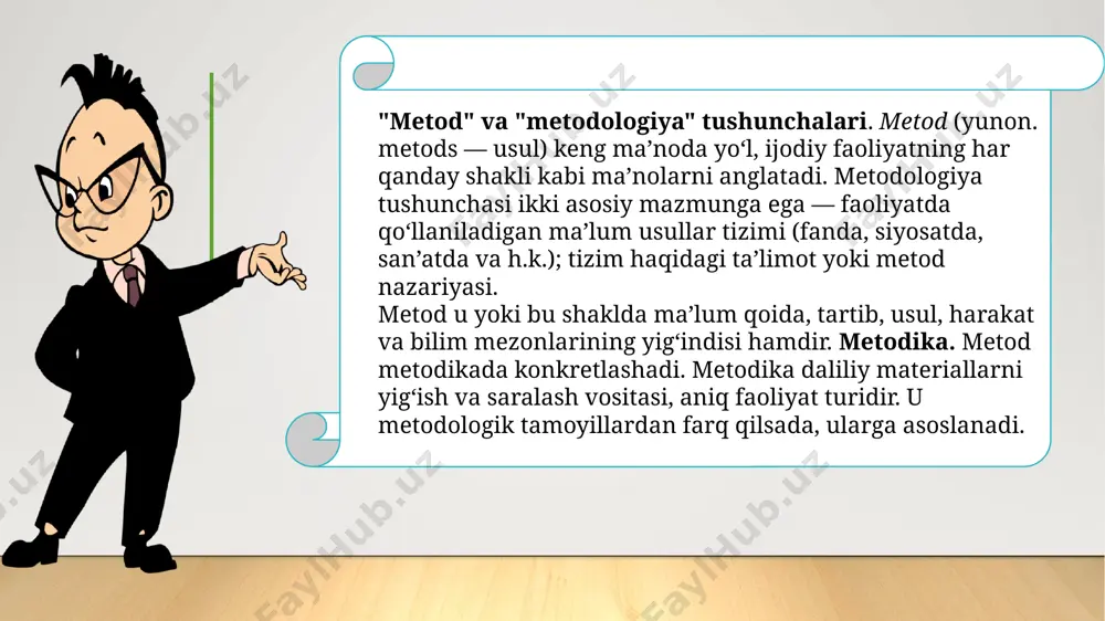 otiy qarashlariga va boshqa sub’ektiv omillarga bog‘liq bo‘ladi. mazkur fanlarda oddiy (odatdagi) kuzatish (faktlar va hodisalar chetdan turib qayd etiladi) va ishtirokchilikka asoslangan (ichdan turib) kuzatish (bunda tadqiqotchi ma’lum ijtimoiy muhitga qo‘shiladi, unga moslashadi va hodisalarni «ichdan» tahlil qiladi) farqlanadi. psixologiyada kuzatishning o‘z-o‘zini kuzatish (introspeksiya) va empatiya (boshqa odamlarning ruhiy kechinmalariga kirib borish, ularning ichki dunyosi–sezgilari, fikrlari, xohish-istaklarini tushunishga intilish va h.k.) farqlanadi. etnometodologiya ichdan turib kuzatishning turlaridan biri bo‘lib, u ijtimoiy hodisa va voqealarni tavsiflash hamda kuzatish natijalarini ularni tushunish g‘oyalari bilan to‘ldirishni nazarda tutadi. mazkur yondashuv hozirda etnografiya, ijtimoiy antropologiya, sotsiologiya va kulturologiyada tobora keng qo‘llanilmoqda. ijtimoiy eksperimentlar tobora rivojlanmoqda, ular ijtimoiy tashkil etish va jamiyatni boshqarishni oqilonalashtirishning yangi shakllarini amalga tatbiq etishga ko‘maklashmoqda. ijtimoiy eksperiment ob’ekti odamlarning ma’lum guruhi eksperimentning bevosita ishtirokchilaridan biri bo‘lib, ularning manfaatlari bilan hisoblashishga to‘g‘ri keladi, tadqiqotchi esa o‘zi o‘rganayotgan vaziyatga bevosita qo‘shiladi. ijtimoiy-gumanitar fanlarda falsafiy va umumilmiy vositalar, metod va amallardan tashqari, …