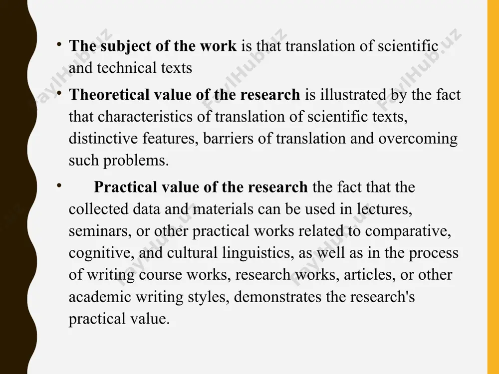 system to which they belong and in which they function as depositors of knowledge . neologisms can be defined as newly coined lexical units or existing lexical units that acquire a new sense , and although they cause a lot of trouble to translators, they are at the same time popular with both writers and readers. moreover, finding equivalents in uzbek for technical english terms causes many problems owing to the different nature of both languages. neologisms aim at introducing new terms and concepts into the uzbek language by translating the meaning. this method according to baker (1987) enjoys much acceptance. for example: 1. computer programming→ kompyuter dasturlash 2. software→ dasturiy taminlash 3. hardware→ apparat 4. phonetics - fonetika 5. word processing→ matnni qayta ishlash 6. psychoanalysis→ ruhiy tahlil a translator should be aware of “false friends”, that is words similar in form but different in meaning, for example: benzene …