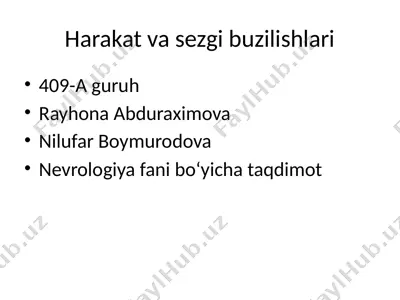 harakat va sezgi buzilishlari — PPTX