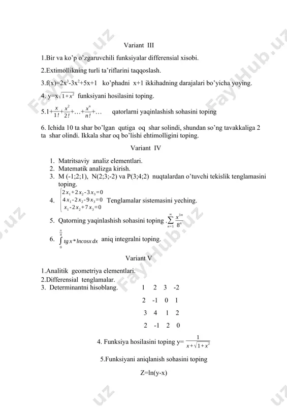 yakuniy nazorat (iqtisodchilar uchun matematika) - Page 2