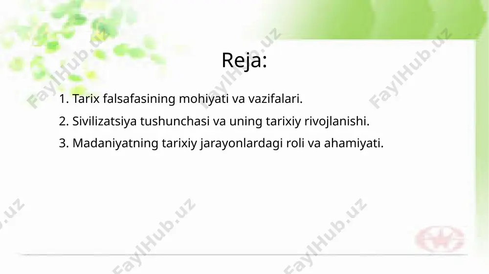 qadimiy mesopotamiya, misr, hind va xitoyda paydo bo‘lib, keyinchalik yunon-rim sivilizatsiyasi, islomiy uyg‘onish davri, yevropa uyg‘onish harakati va zamonaviy texnologik sivilizatsiyalarga yo‘l ochgan. sivilizatsiya insoniyat jamiyatining rivojlanish darajasi bo‘lib, u mehnat faoliyati, shaharsozlik, yozuvning yaratilishi, siyosiy boshqaruv tizimi va ma’naviy hayot bilan belgilanadi. sivilizatsiyalar tarixiy jarayonda bosqichma-bosqich rivojlanib borgan bo‘lib, ular insoniyat tafakkuri, texnologiyasi va madaniy yutuqlari bilan ajralib turadi. har bir sivilizatsiya o‘z davrida jamiyatning ehtiyojlari va imkoniyatlariga mos ravishda shakllanib, o‘zining noyob xususiyatlarini namoyon etgan. masalan, qadimiy sivilizatsiyalarda irrigatsiya tizimlari, yozuv, diniy e’tiqodlar va huquqiy tartiblar shakllangan bo‘lsa, keyingi bosqichlarda fan-texnika yutuqlari va madaniy taraqqiyot kuchaygan. zamonaviy sivilizatsiya esa global muloqot, raqamli texnologiyalar va ilm-fan yutuqlari asosida shakllanmoqda. sivilizatsiya — bu insoniyat tomonidan yaratilgan jamiyatning ma’naviy va moddiy taraqqiyot darajasini ifodalovchi tushuncha bo‘lib, u shaharlar, yozuvlar, siyosiy tizimlar, diniy e’tiqodlar va ilmiy-texnik yutuqlar asosida shakllanadi. insoniyat tarixida bir nechta buyuk sivilizatsiyalar — misr, mesopotamiya, hind, xitoy, yunon va …
