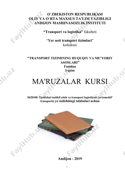 transport tizimining huquqiy va me'yoriy asoslari — DOCX