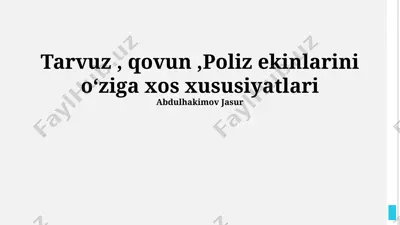 tarvuz, qovun, poliz — PPTX