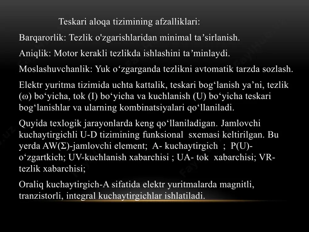 o‘zgartgich - motor tizimida tezlik bo‘yicha teskari bog‘lanish - Page 5