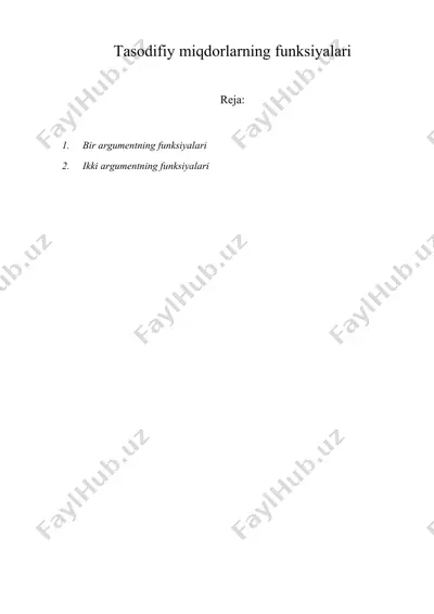 tasodifiy miqdorlarning funksiyalari — DOC