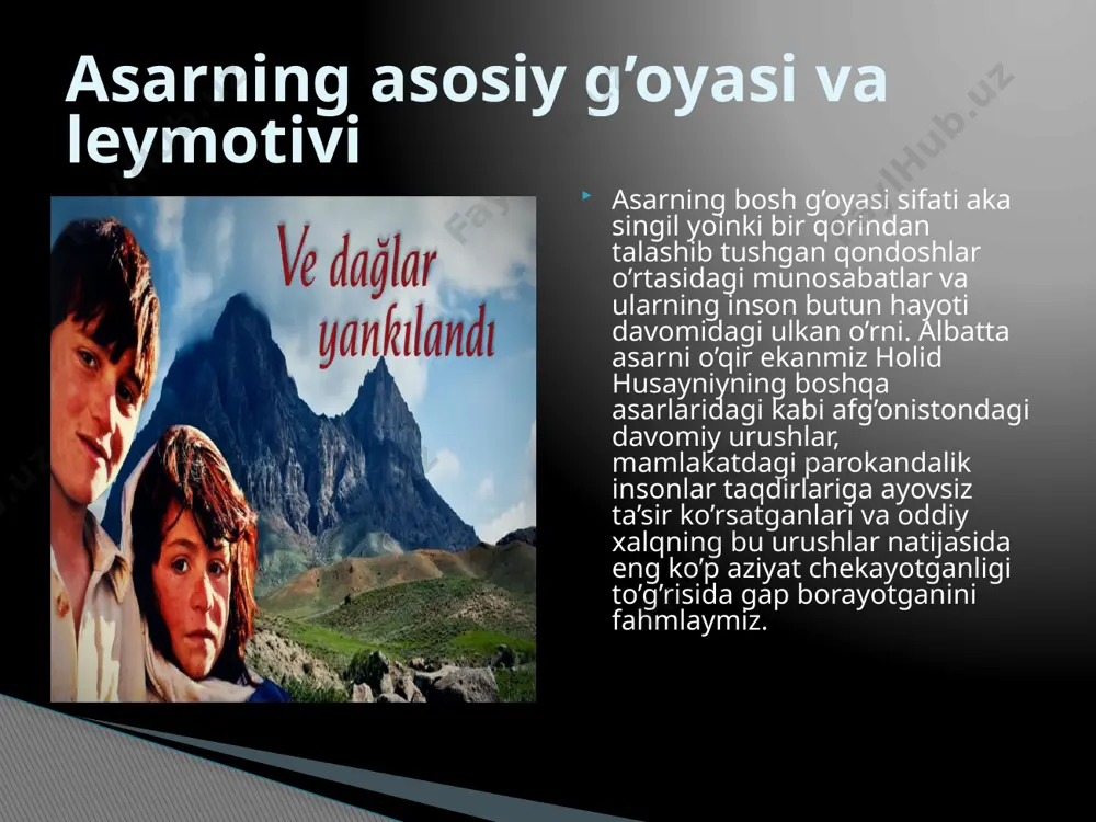 rni o’ziga yaqin bo’lgan go’zallikda tengsiz madalina va uning it tishlab badbasharaga aylantirgan qizining hayot yo’llarini chuqur mushohada qilish orqali aytgan bo’lishi mumkin. ammo asarni o’qir ekanmiz madalinaning hayotidagi yengil yelpilik va buning achinarli yakun topganligi balki unga tabiat tomonidan ato etilgan chiroyi va bu chiroyga o’zi ham mahliyo bo’lganligir balki. asardagi aforizmlar va falsafiy mushohadalar asarda folklor namunalaridan adib unumli foydalangan va asarning eng muhim unsurlaridan biriga aylantira olgan. masalan asar boshida biz sabur tilidan ayub bobo haqidagi rivoyat bilan tanishamiz. bundan so’ng esa qahramonlarimizning sevimli allalariga aylangan qoshiq ham bizga yaxshi tanish bo’lib qoladi “ tut daraxti soyasida bir ko’rdim ma’yus jajji parini qay bir oqshom shamol uchirib olib kelgan ma’yus parini” asardagi folklor namunalari kasbga doir so’zlar: operatsiya komandir soqchi revolvyet lager universitet doktorlik ishi toponimlar qobul shodbog’ parij kalifornia san diego tinos hindiston asarning lingvistik tahlili asarda milliy kolorit asarda konflikt turlari asarni o’qir ekanmiz har …