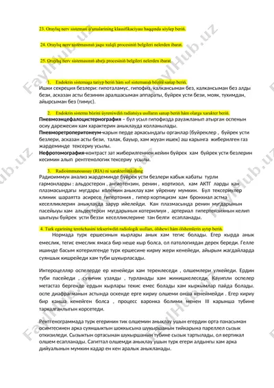 oraylıq nerv sistemasi klassifikatsiyasi — DOCX