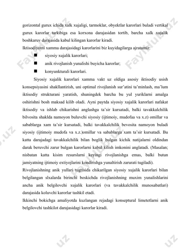 anishning anik yunalishi buyicha karorlarni va siyosiy xujalik karorlarni kabul kilishda kanday tavakkalchilik mavjud bulishi mumkin? xammadan oldin butun xalk xujaligi darajasida iktisodiy rivojlanishga raxbarlik kiluvchi organ butun xujalikning tegishli strukturasini uni sektorlari va tarmoklarini tashkillantirishga uning umumiy usish sur’atiga ayni payitda bu soxadagi tavakkalchilikga ma’sul buladi. xususan karorlar kabul kilishda bozorlar rolini usishi kuyidagi kuzatishlarda tugridan tugri tasdiklaydi: -bir paytning uzida texnik tarakkiyot sur’ati usadi, loyxalash va kapital kurilishni amalga oshirish muddati chuziladi. bu toki maxsulot bozorga chikkuncha ishlab chikarish texikalogiyasi nuktai nazaridan xamda shu maxsulotning xususyati nuktai nazaridan ma’naviy eskirishni anglatadi. -ishlab chikarishning umumiy xajmida yangi maxsulotlar ulushi doimo usadi, lekin oldin ishlab chikilgan maxsulotga nisbatan bular uchun bozor nisbatan kam darajada urganilgan buladi. -ilmiy tadkikotlar va ularning xayotga tadbiki uchun ajratiladigan mablag ulushi usadi. bu soxada kuriladigan foyda sekin jarayonda, uta noanik buladi. butun dunyo buyicha bu omillarning ta’sirida tavakkalchilik rolini usish tendensiyasi yuzaga keladi. aksariyat rivojlangan …