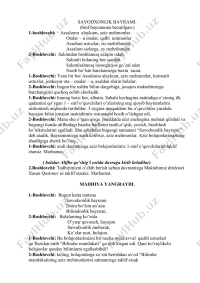 savodxonlik bayrami — DOCX
