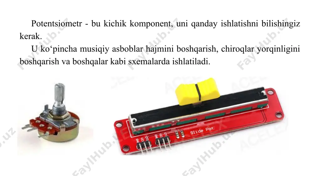 anday ta'sir qilishini ko‘rib chiqamiz. har qanday elektrotexnik uchun eng muhim tenglama om qonunidir. om qonuni kontaktlarning zanglashiga olib keladigan kuchlanish, oqim va qarshilik o‘rtasidagi munosabatni belgilaydi. om qonuni quyidagicha tasniflanadi: v = i×r, bu yerda v - voltdagi kuchlanish; i- amperdagi oqim; r - omdagi qarshilik. elektr zanjirida har bir komponent qarshilikka ega, bu esa kuchlanishni pasaytiradi. ledlar oldindan aniqlangan kuchlanish pasayishiga ega va ma'lum bir oqim qiymatida ishlashga mo‘ljallangan. led orqali tok qanchalik baland bo‘lsa, led shunchalik porlaydi, chegara qiymatiga qadar. eng keng tarqalgan ledlar uchun maksimal oqim 20 ma ni tashkil qiladi. led uchun odatiy kuchlanish pasayishi 2 v atrofida. 5v kuchlanishli kuchlanish led va rezistor bo‘ylab tushishi kerak, chunki 2v ledning qolgan 3v qismi qarshilik bo‘ylab tushishi kerak. led (20 ma) orqali maksimal to‘g‘ridan -to‘g‘ri oqimni bilib, siz qarshilik qiymatini topishingiz mumkin. r = v/i = 3/0,02 = 150 ом. shunday qilib, qarshilik qiymati 150 om …