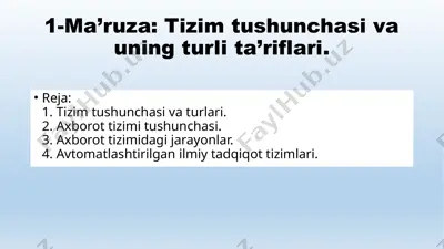 tizimtushunchasi va uning turlari — PPTX