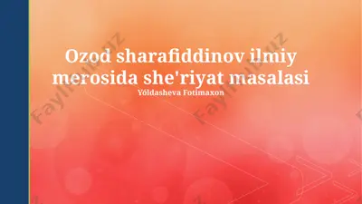 ozod sharafiddinov ilmiy merosida she'riyat masalasi — PPTX