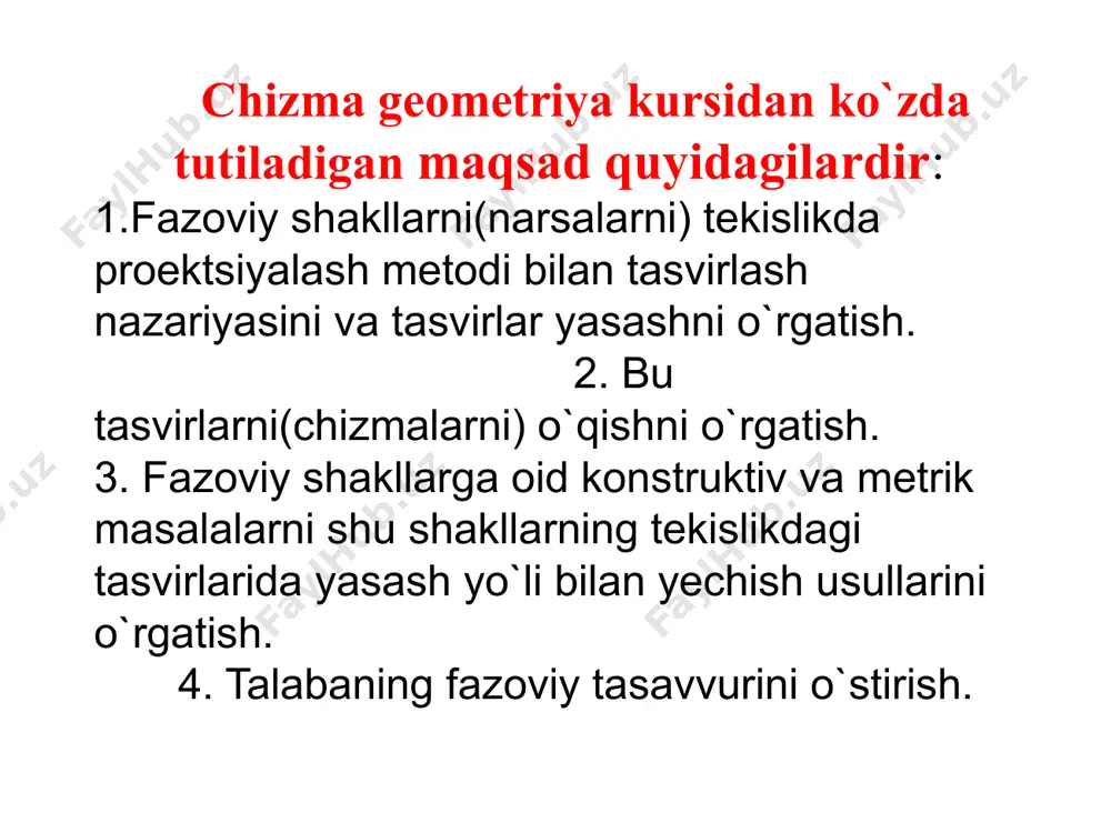 markaziy va parallel proyeksiyalash usullari va xossalari - Page 4
