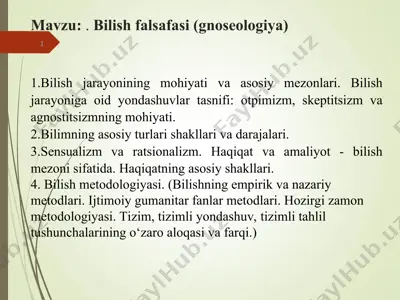 bilish falsafasi — PPT