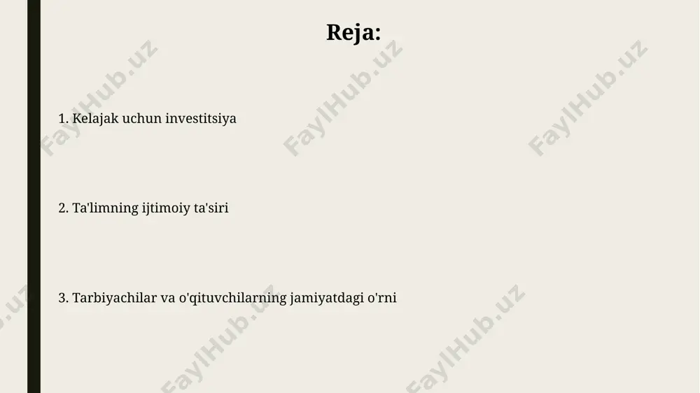 ida o'qituvchilarning 90% dan ortig'i kamida bitta malaka oshirish kursiga qatnashgan bo'lsa-da, amaliy ko'nikmalarini rivojlantirishga qaratilgan dasturlar soni yetarli emas. e'tiboringiz uchun rahmat @taqdimot_robot image1.jpg image2.jpg image3.jpg image4.jpg