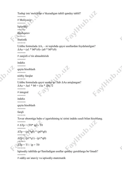tahlil usullari — DOCX