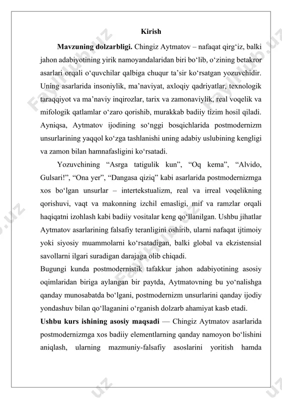 jod qiluvchi zullisoynayn yozuvchidir. qirg`iz va rus madaniyati, yozma adabiyotining taraqqiyoti darajasidagi, milliy fikrlashdagi, tilidagi o`ziga xosliklar, farqlar juda katta ekani barchaga ayon. muallif ayrim asarlarni avval qirg`iz tilida yozib (masalan, «oq kema», «alvido», «gulsara»), so`ng qirg`iz tiliga o`girildi. yozuvchi asarlarida shu kunning dolzarb hodisalari xalq og`zaki ijodi orqali yetib kelgan afsonalar, rivoyatlar bilan singishib ajib bir yaxlitlik tashkil etadi. ch.aytmatov asarlari ziyo soluvchi quyosh-insoniyat tarixidagi eng ulkan dostonlardan biri sanaluvchi qirg`iz «manasi»dir. ch.aytmatov o`zbek xalqi va o`zbek adabiyotining katta do`stidir. vizantiya madaniyati jahon madaniyati ravnaqiga nechog`li ko`rsatgan bo`lsa, o`zbek madaniyati markaziy osiyo xalqlari madaniyati rivojiga shu darajada ta`sir ko`rsatgandir, deydi chingiz aytmatov (yozuv-jada ta`sir ko`rsatgandir, deydi chingiz aytmatov). yozuvchining deyarli barcha yirik asarlari o`zbek tiliga o`girilgan. uning qissa, romanlarini o`zbek kitobxoniga yetkazishda asil rashidov, ibrogim g`afurov kabi mohir tarjimonlar astoydil mehnat qilmoqdalar. xalqlar o`rtasida tinchlikni, adabiyotlar o`rtasida do`stlikni mustahkamlash ishida chingiz aytmatov davlat va jamoat arbobi sifatida ulkan ishlarni …