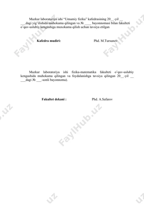 yechimga olib keladi, bu erda tebranish amplitudasi, :-tebranish chastotasi. · birinchi hol . · bu holda sistema muvozanat holatiga eksponenta qonuniyat asosida tebranishlar hosil qilmasdan qaytadi. - ikkinchi hol . - bu hol kritik(keskin) so‘nish holati deyiladi. sistema tebranishlarsiz tezda muvozanat holatiga qaytadi. uchinchi hol . - bunda sistemada tebranishlar kuzatiladi va amplitude eksponensial qonun bo‘yicha kamayib boradi, so‘nish kuzatiladi. 2-rasmga qarang. bu tajribada faqat oxirgi holatni kuzatish mumkin. kondensatordai boshlang‘ich kuchlanish bo‘lsa, induktiv g‘altakda o‘tuvchi tok kuchi quyidagicha aniqlanadi: , (4) bu erda boshlang‘ich tok kuchi , -yuqorida keltirilgani kabi. kondensatordagi kuchlanish undagi zaryad miqdoriga mutonosib, shuning uchun zaryad miqdori tok kuchining integraliga proporsional bo‘ladi. (4) tenglamadagi kosinus tok kuchi va kuchlanish qiymatlari orasida 90° faza siljishi borligini bildiradi. 1-rasm. kalitli tebranish konturi. 2-rasm. kuchlanish va tok tebranishlari. . (5) qurilma tarkibi 1 yuqori induktivli chulg‘am 517 011 1 kondensator, 40 µf 517 021 2 asos taglik, bir juft …