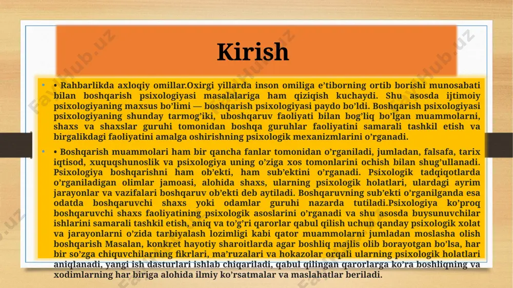 ya‟ni har bir ko‟zlagan maqsadni faqat yaxshi tomonlarini o‟ylab ish ko‟rishidadir. yana u to‟g‟ri qaror qabul qilish qobiliyatiga ega hisoblanadi. ba‟zilar uzoq o‟ylab qarorlarini bir necha marta o‟zgartirishsa, lider bir marotaba qaror qabul qiladi va o‟z qaroridan hech qachon shubhalanmaydi. shu sababdan liderlarni kelajakni ko‟ra olish qobiliyatiga ega deyishadi. ammo ular bunday kuchga ega emaslar. yetakchilar shunchaki o‟zlari uchun kelajakni yaratishga intilishadi va ba‟zida dunyoni o‟zgartirishga qodir qarorlar qabul qilishadi. lider o‟zining kuchli va ustun jihatlarini yaxshi biladi hamda imkon qadar ulardan unumli foydalanishga intiladi. shu bilan birga u o‟zining kuchsiz tomonlarini ham tan ola biladi va ularni zaifligicha qoldirmaslik yo‟lida to‟g‟irlashga harakat qiladi. buyukodamlar shunday odamlarki, ular boshqalarni ham buyuk bo‟la olishlarini his qilishga yordam berishadi. “mark tven” lider atrofdagilarga ta‟sir o‟tkazish qobiliyatiga ega bo‟lishi kerak. unda boshqalarni o‟z ortidan ergashtirish, to‟g‟ri yo‟lga yetaklash,safdoshlariga o‟z iste‟dodini topishda va rivojlantirishda ko‟maklashish, yordamini ayamaslik kabi xususiyatlar jam bo‟ladi. hozir kundan kunga …