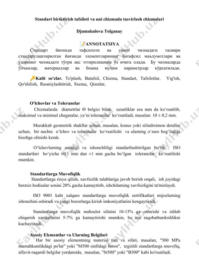 standart biriktirish tafsiloti va uni chizmada tasvirlash chizmalari — DOCX