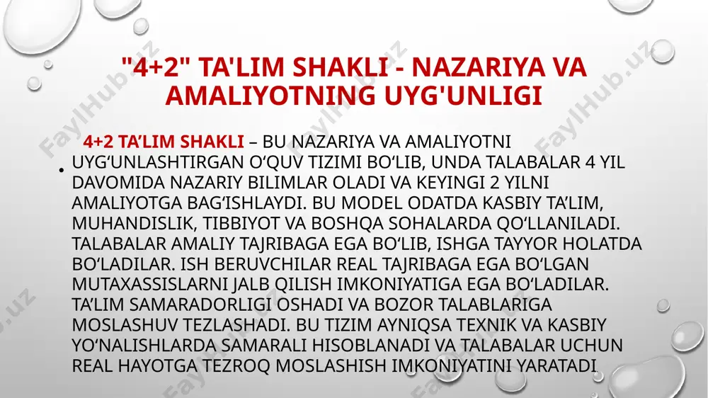 barimning dars o’tish jarayonlarini kuzatdim. amaliyot o’tash jarayonida nafaqat amaliyot rahbarimning, balki boshqa oʻqituvchilarning dars jarayonlariga ham kirib dars oʻtishlarini kuzatdim. bu kuzatishlar mobaynida oʻqituvchilarning dars oʻtish metodikalari va oʻquvchilarning psixologiyasini ham oʻrgandim. amaliyot paytida oʻqituvchilarning hujjatlari bilan ham tanishdim. ish rejalari, qoʻllanmalari va boshqalar. kundalik com nima ekanligini va unda qanday ishlash kerakligini ham oʻrgatishdi. kundalik.com – bu o‘zbekistondagi elektron jurnal va kundalik tizimi bo‘lib, maktab o‘quvchilari, ota-onalar, o‘qituvchilar va ma’muriyat uchun mo‘ljallangan. u orqali: -o‘quvchilar o‘z baholarini va uy vazifalarini kuzatishi mumkin. -ota-onalar farzandlarining o‘qish jarayonini nazorat qilishadi. -o‘qituvchilar dars jadvali, baholar va topshiriqlarni kiritishadi. -maktab ma’muriyati statistika va hisobotlarni yuritadi. bu tizim ta’lim jarayonini raqamlashtirishga yordam beradi va maktab bilan bog‘lanishni osonlashtiradi. amaliyot vaqtida nafaqat dars jarayonlarini kuzatdim. balki oʻquvchilar bilan qanday muomila qilishni, hamkasblar bilan qanday ish yuritishni oʻrgandim. bu koʻnikmalarni olganimdan soʻng albatta maktab sharoitida qanday ishlash kerakligini oʻrgandim. buning uchun amaliyot rahbarlarimga rahmat. e’tiboringiz …