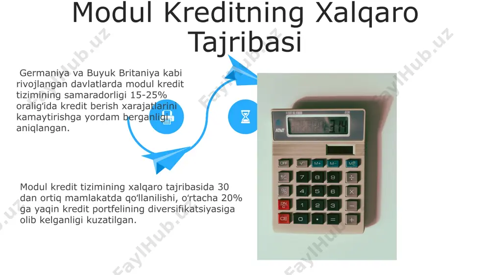 nazarda tutadi, natijalar esa baholash tizimi orqali aniqlanadi. modul kredit tizimi talabalarga 3 dan 10 gacha kredit soatidan iborat 50 dan ortiq turli fanlarni tanlash imkoniyatini beradi, bu esa ularning o'ziga xos bilim traektoriyasini shakllantirishga yordam beradi. modul kredit tizimi talabalarga 3 dan 10 gacha kredit soatidan iborat 50 dan ortiq turli fanlarni tanlash imkoniyatini beradi, bu esa ularning o'ziga xos bilim traektoriyasini shakllantirishga yordam beradi. modul kredit tizimining rivojlanishi modul kredit tizimida mijozlarning 70% dan ortig'i onlayn xizmatlardan foydalanib, kredit olish jarayonini soddalashtirdi va vaqtni tejashga erishdi. modul kredit tizimining rivojlanishi 2000-yillarning boshlarida kredit portfelining sezilarli darajada o'sishi bilan boshlandi, bu esa yangi texnologiyalarni joriy etishni talab qildi. modul kreditning kelajagi modul kreditlarning o'zaro tan olinishi va almashinuvi bo'yicha xalqaro standartlarning joriy etilishi, 2025-yilga kelib, 15% ga ko'proq talabalarga chet el universitetlarida o'qish imkoniyatini yaratadi. modul kredit tizimining kelajagi, 2030-yilga borib, 50% ga yaqin o'quv yurtlarida to'liq raqamlashtirilgan shaklda …