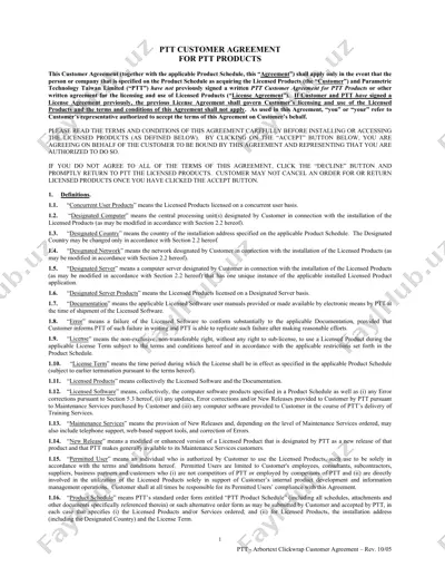 ptt - arbortext clickwrap customer agreement — PDF