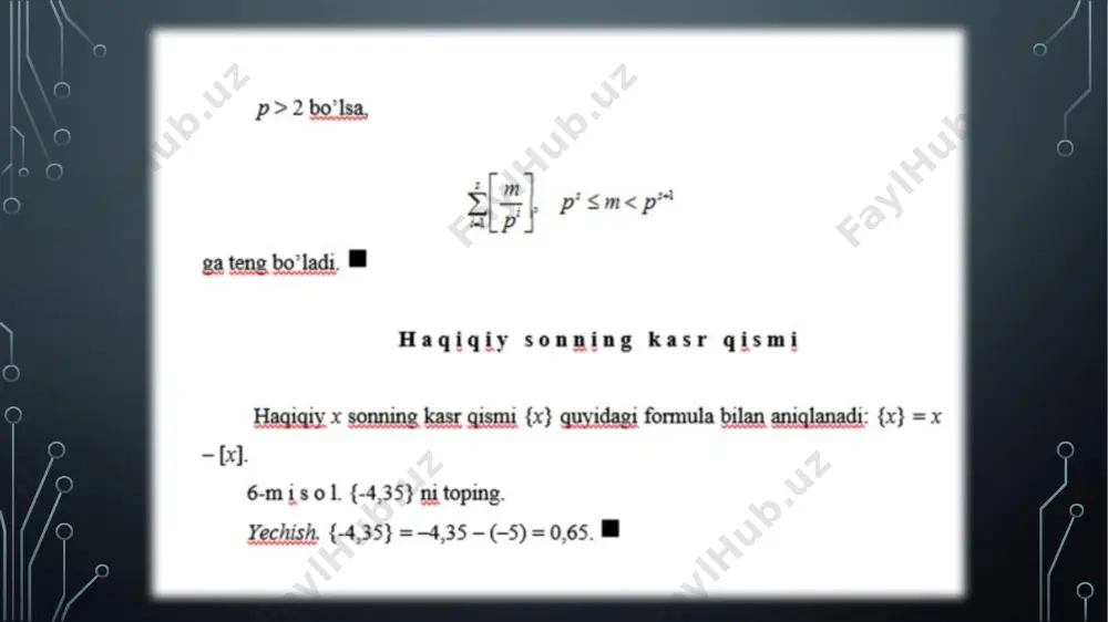 sonli funksiyalar. natural son bo’luvchilari soni va yig’indisi - Page 5