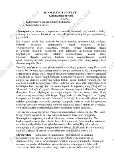 kompozitsiya turlari (15-amaliyot mavzusi) — DOCX