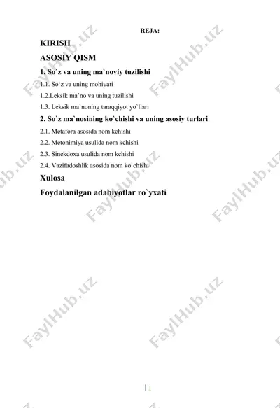 so'z va uning ma'noviy tuzilishi — DOC